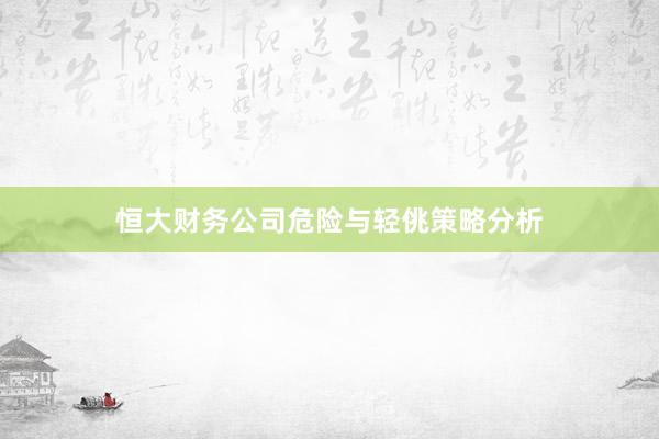 恒大财务公司危险与轻佻策略分析